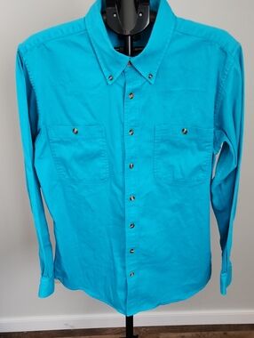 Scandia Woods Classic Men's Turquoise Button-Down Shirt Size Large